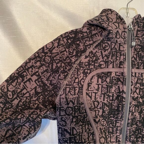 Lululemon Scuba  Hoodie II Ladies 8 Brown with Black Graffiti Text - Picture 4 of 10